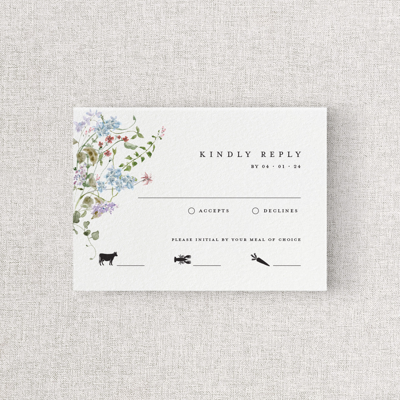 Wild Flora Wedding Reply Card + Envelope